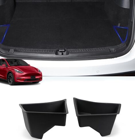 PM Auto Trunk Storage Bins for Tesla Model Y 2020-2024 2025 Excl.Juniper, Trunk Organizer Set of 2 Side Buckets with Lid, Waterproof Model Y Accessories in Saudi Arabia