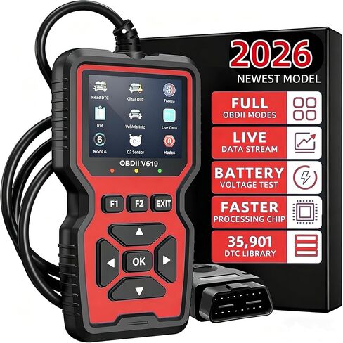 أداة تشخيص الماسح الضوئي V519 Obd2، قارئ رمز السيارة مع 35,901 بحث DTC مدمج، فحص قارئ ضوء المحرك، البيانات الحية، جاهزية I/M، اختبار جهد البطارية، لمركبات 1996+ in Kuwait