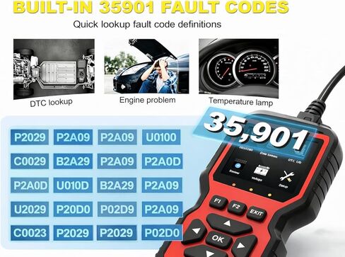 أداة تشخيص الماسح الضوئي V519 Obd2، قارئ رمز السيارة مع 35,901 بحث DTC مدمج، فحص قارئ ضوء المحرك، البيانات الحية، جاهزية I/M، اختبار جهد البطارية، لمركبات 1996+ in Kuwait