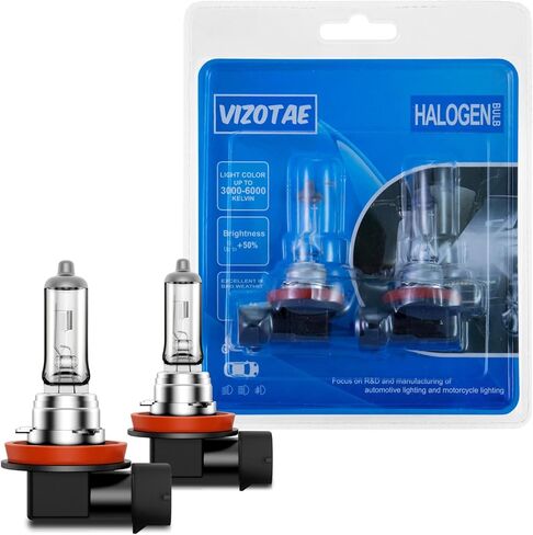 H11 Halogen Headlight Bulb, 12V 55W Head Lamps, 4000 Lumens, 3800K, No Glare, H11 Head Light Bulbs for Car, High and Low Beam, Automotive Light Bulbs, Pack of 2 in Kuwait