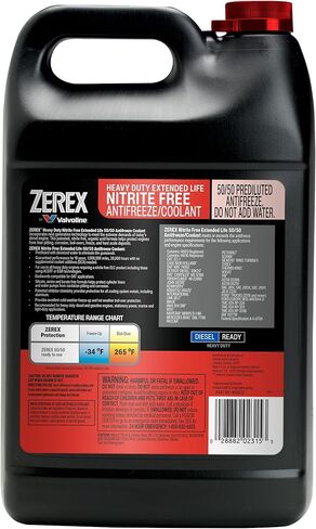 Zerex Heavy Duty Extended Life Nitrite Free Red 50/50 Ready-to-Use Antifreeze Coolant 1 Gallon, Case of 6 in Kuwait