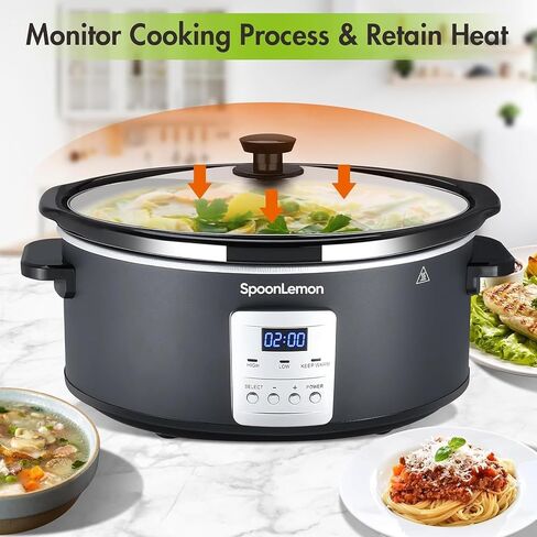 6.5Qt 11-in-1 Multi Cooker, Digital Programmable Slow Cooker With Bake, Sauté, Roast, and Sous Vide functions, 1500W Timer&Temp Control,Dishwasher Safe Lid&Nonstick Inner Pot in Saudi Arabia