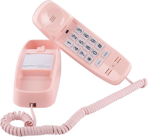 Pink Landline Phone Inspired by 90s Vintage Princess Phone with 110DB+ Loud Ringer, Retro Wall Phone No Power Required, Pink Corded Telephone for Kids/Seniors, Cute Novelty Landline Phones for Home in Kuwait