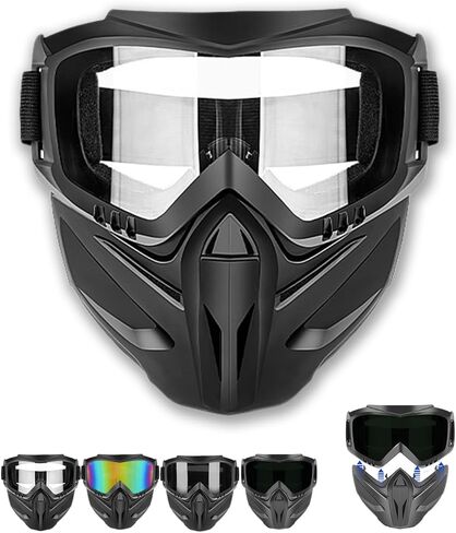 Detachable Full Face Eyewear Mask for Riding & Grass Cutting, Full Face Dust Mask with Anti-Fog Eyewear in Kuwait