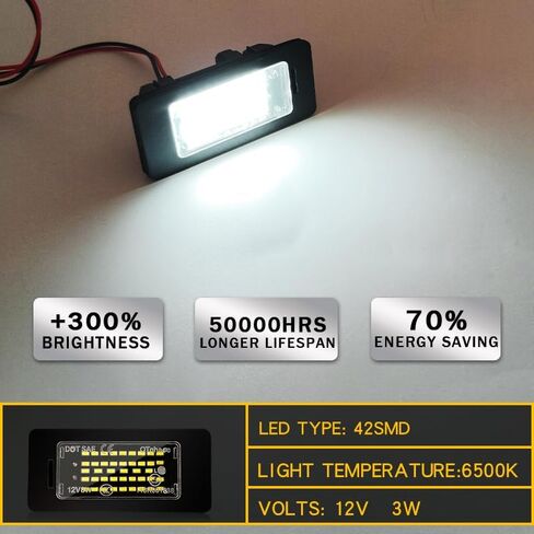 ضوء لوحة ترخيص LED لسيارات BMW 1 3 5 X Series E90 E91 E92 E39 E60 E70 X5 X3 X1 M3، 6500K White Canbus مصابيح تجميع مصابيح خالية من الأخطاء، IP67 مقاومة للماء، عبوتان in Kuwait