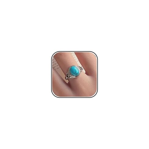 Turquoise Rings for Women Handmade Turquoise Ring Vintage Boho Rings Ethnic Natural Stone Rings Minimalist Ring Western Jewelry for Women Cowgirl in Saudi Arabia