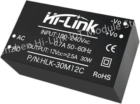 AC-DC 12 فولت 30 واط 2.5A HLK-30M12C عزل مصدر الطاقة استهلاك منخفض حماية ماس كهربائى المنزل الذكي in Kuwait