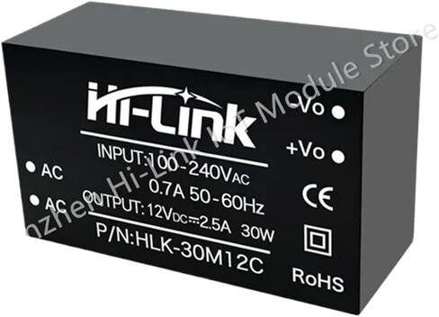 AC-DC 12 فولت 30 واط 2.5A HLK-30M12C عزل مصدر الطاقة استهلاك منخفض حماية ماس كهربائى المنزل الذكي in Kuwait