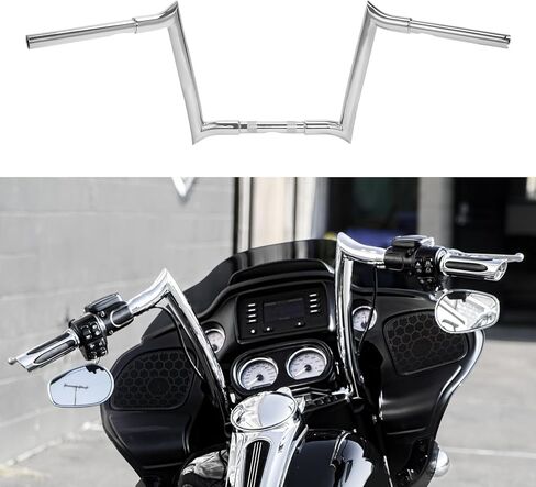 مقود شماعة من الكروم المخصص CCI مقاس 14 بوصة ارتفاع 1-1/4 بوصة مناسب لدراجة Harley-Davidson Touring Road King Road Glide Softail Sportster XL in Kuwait