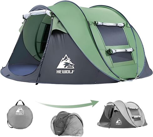 Hewolf 2/4 Person Pop Up Camping Tent,Instant Easy Setup,Waterproof,Automatic Family Tent for Camping,Hiking & Traveling in Saudi Arabia