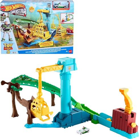 Hot Wheels Toy Car Track Set, Disney and Pixar Toy Story 5 Superstar Speeders Hi-Tech Buzz Lightyear’s Star Command Adventure Track Set in Kuwait