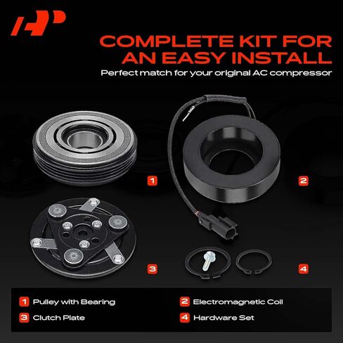 A-Premium Air Conditioner AC Compressor Clutch Kit Compatible with Volvo XC60 2015-2016, S60 2012-2016, XC70 2016, S80 2012-2015, V60 2015-2016, S60 Cross Country 2016, V60 Cross Country 2015-2016 in Kuwait