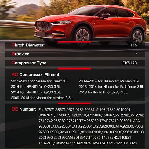 CCIYU قابض ضاغط تكييف الهواء لإنفينيتي JX35 QX60 3.5L 2009-2014 لنيسان ماكسيما مورانو كويست باثفايندر 2009-2017 يستبدل قابض ضاغط التيار المتردد in Kuwait