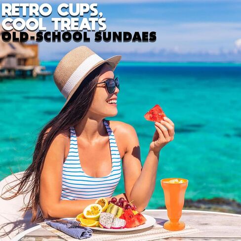 Fun Express Bright Neon Milkshake Cups & Sundae Glasses Set - 12 Vintage Plastic Soda Shop Style Ice Cream Float Cups | Perfect for Root Beer Floats, Parties & Ice Cream Parlor Decorations in Kuwait
