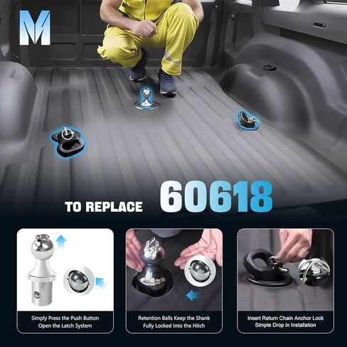60618 38K Gooseneck Hitch Kit Puck System, 2-5/16 Gooseneck Ball Compatible with Dodge Ram 2013-2025 2500 3500, 2 Safety Chain Anchors & Storage Case in Kuwait