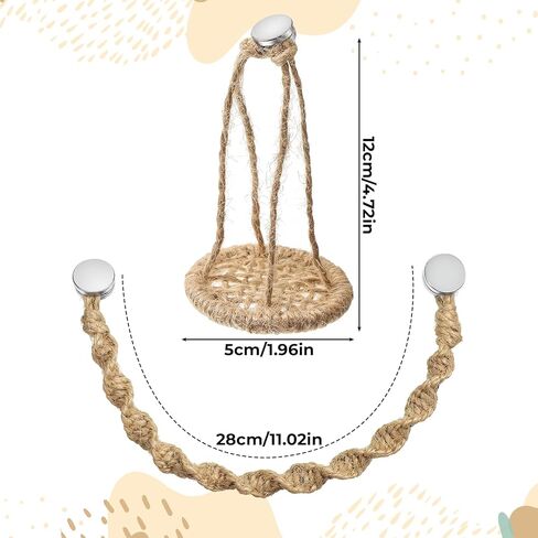 Jumping Spider Rope Bridge Swings, Jumping-Spiders Swing Rest and Play Platform, Magnetic Mounting Jumping Spiders Climbing Rope, Spider Decor Accessories for Tiny Animal Enclosure Decorations (Brown) in Kuwait