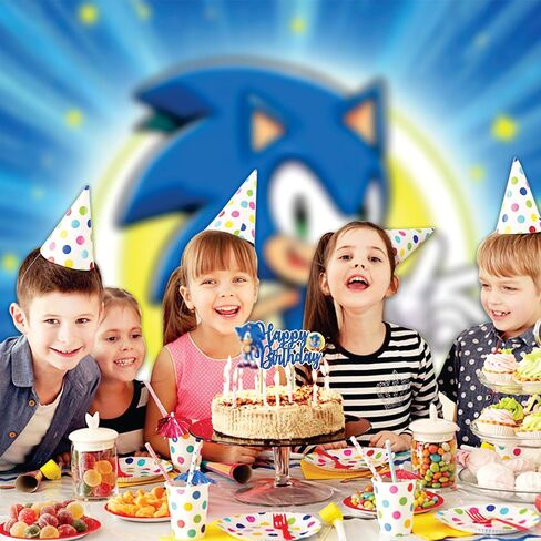 Soonic Happy Birthday Cake Topper – Soonic Blue Cake Decoration, Gamer Theme Party Supplies, Fun Cartoon Cake Decor for Birthday Celebration, Home, Bakery, or Event. in Kuwait
