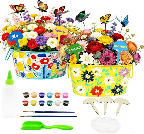 2 Set Paint & Plant Flower Gardening Kit for Kids, Fun Gardening Set Unique Birthday, Arts and Crafts Gifts for Girls Boys Adults in Kuwait