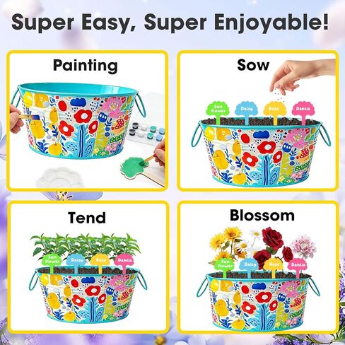 2 Set Paint & Plant Flower Gardening Kit for Kids, Fun Gardening Set Unique Birthday, Arts and Crafts Gifts for Girls Boys Adults in Kuwait