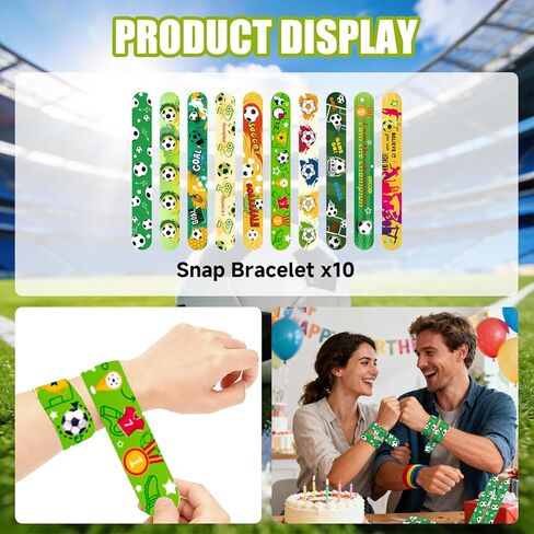 60PCS Soccer Party Favors, Soccer Goodie Bag Stuffers with 10 x 6.5 Inch Bags Keychain Medal Tattoo Sticker Slap Bracelets Whistles, for Kids Soccer Birthday Party Decorations Supplies Souvenirs in Kuwait