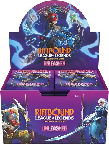 League of Legends TCG Unleashed - شاشة عرض معززة - 24 حزمة معززة (14 بطاقة لكل واحدة)، لعبة بطاقات تداول بناء سطح السفينة، متنوعة عشوائيًا in Kuwait