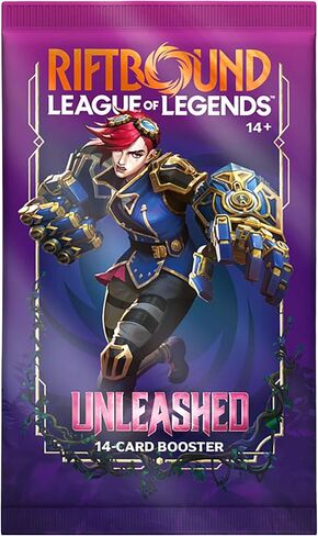 League of Legends TCG Unleashed - شاشة عرض معززة - 24 حزمة معززة (14 بطاقة لكل واحدة)، لعبة بطاقات تداول بناء سطح السفينة، متنوعة عشوائيًا in Kuwait