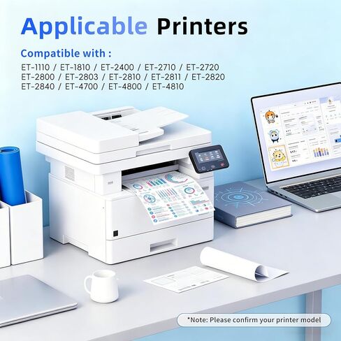 زجاجات إعادة تعبئة الحبر عالية السعة EPT522، عبوة بديلة باللون الأسود واللون لحبر الطابعة Epson EPT522 المتوافق مع Epson Ecotank ET-1110 ET-1810 ET-2400 ET-2710 ET-2720 حبر الطابعة (5 عبوات، BK/C/M/Y) in Kuwait