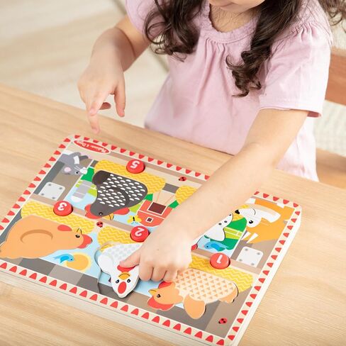 Melissa & Doug Happy Hens Push to Pop Wooden Puzzle, Montessori-Inspired Toddler Puzzles with Magnetic Pieces and Colorful Puzzle Board, Preschool Toys for Girls & Boys Ages 18 months+ - FSC Certified in Kuwait