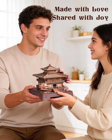 أحجية خشبية ثلاثية الأبعاد من Rolife، نموذج معماري ياباني DIY ومجموعة بناء منزل مصغر للبالغين، 235 قطعة من ألغاز الحرف الخشبية، ديكور منزلي على شكل زهرة الكرز للمراهقين والبالغين in Kuwait