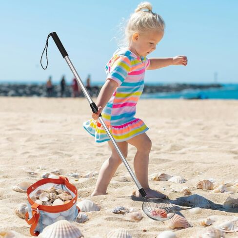 2 Pack Sand Sifter for Beach Shell Scooper with Seashell Bag and Sand Shovel Adjustable Shark Teeth Sifter Shelling Tools for Beach Seashell Collecting and Beachcombing in Kuwait