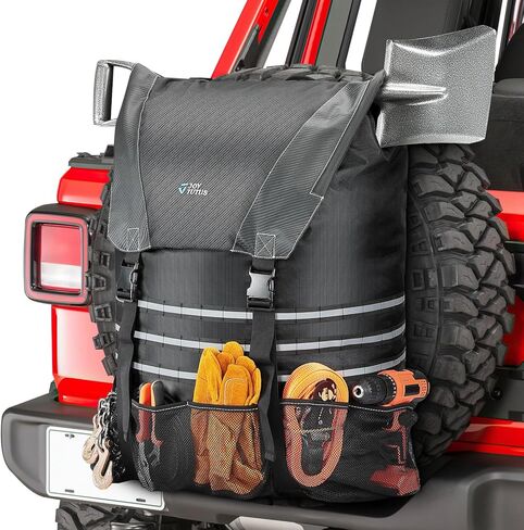 JOYTUTUS Spare Tire Trash Bag, Fits 40" Tire 31 Gallons Overland Series Larger Capacity Cargo Spare Tire Storage Bag, Off-Road Camping Recovery Gear Firewood for Wrangler Truck SUV in Kuwait