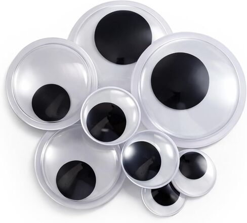 cobee 8 Pcs Large Wiggle Googly Eyes, Self Adhesive Wiggle Eyes Black White Googly Eye Large Black Plastic Eye for DIY Crafts Decoration(1.5/2/3/4inch) in Kuwait