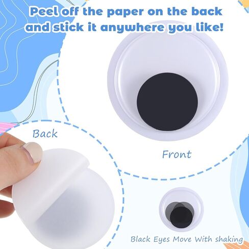 cobee 8 Pcs Large Wiggle Googly Eyes, Self Adhesive Wiggle Eyes Black White Googly Eye Large Black Plastic Eye for DIY Crafts Decoration(1.5/2/3/4inch) in Kuwait