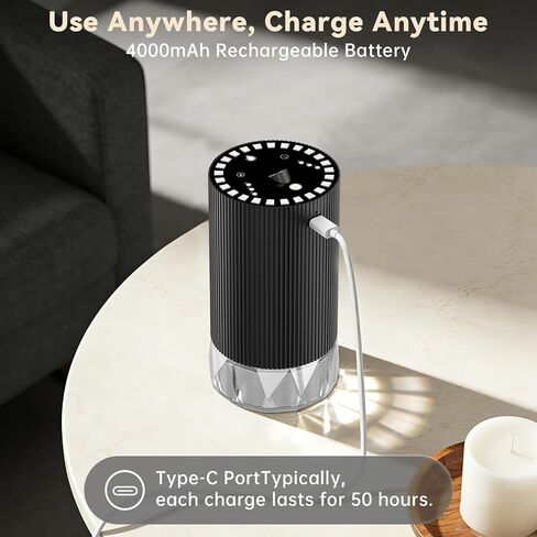 Car Diffuser, Waterless Essential Oil Diffuser, Rechargeable for Home Office, 30-50hrs Long Lasting ﻿ in Kuwait