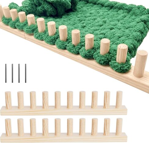 GIFMFTHK Chunky Knitting Loom Kit -30 Inches Adjustable Solid Wood Loom for Blankets, Expandable to 60/90/120 Inches for Oversized Throws, Hand Knitting Board for Chunky Yarn, Beginner DIY Craft Kit in Kuwait