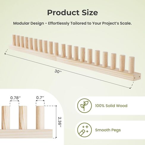 GIFMFTHK Chunky Knitting Loom Kit -30 Inches Adjustable Solid Wood Loom for Blankets, Expandable to 60/90/120 Inches for Oversized Throws, Hand Knitting Board for Chunky Yarn, Beginner DIY Craft Kit in Kuwait