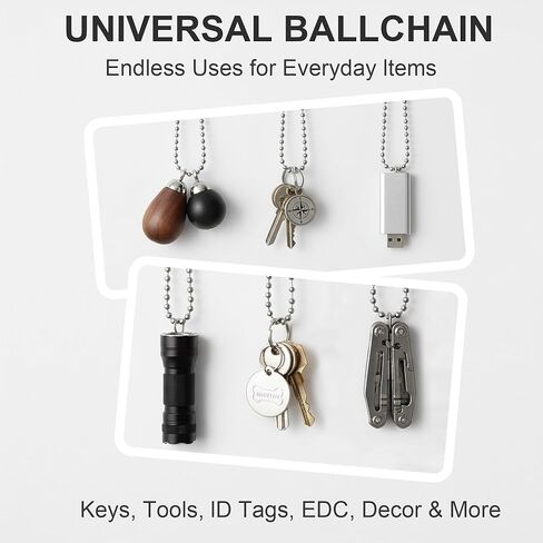 120-inch Extra Long Pull Chain Extension, Rust-Proof 3MM Stainless Steel Beaded Chain, Fan Pull Chain Light Pull Chain Replacement Kit, Includes 12 Connectors, Silver in Kuwait