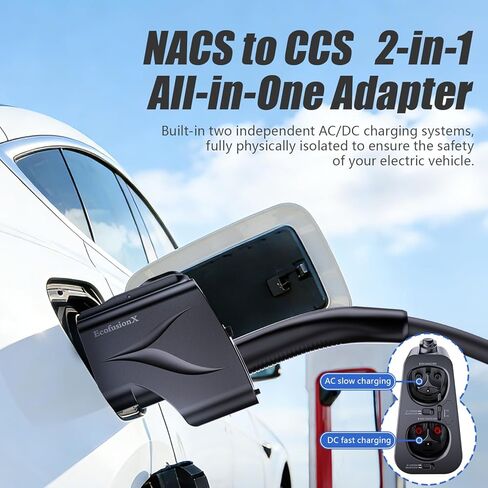محول NACS 2 في 1 الجديد إلى CCS1/J1772 لعام 2026: شحن 500A1000VDC و80A250VAC للمركبات الكهربائية غير Tesla، متوافق مع شاحن Tesla Supercharger V3/V4، الوجهة وشواحن الهاتف المحمول، IP65، التوصيل والتشغيل. in Kuwait
