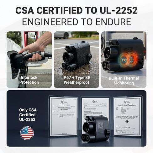 محول Amphenol NACS إلى CCS1 - معتمد من UL 2252 - شحن سريع يصل إلى 600 أمبير في شاحن Tesla الفائق - متوافق مع Ford وRivian وGM وVolvo وPolestar EVs - قفل أمان Interlock - SAE J3400-1- in Kuwait