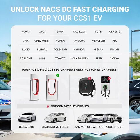 محول Amphenol NACS إلى CCS1 - معتمد من UL 2252 - شحن سريع يصل إلى 600 أمبير في شاحن Tesla الفائق - متوافق مع Ford وRivian وGM وVolvo وPolestar EVs - قفل أمان Interlock - SAE J3400-1- in Kuwait