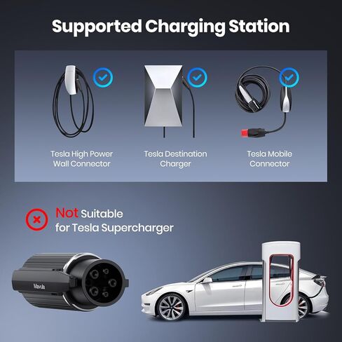Mavulo for Tesla to J1772 EV محول شاحن 19KW شحن سريع 80A/240V، محول NACS يناسب موصلات جدار Tesla / شاحن الوجهة / موصلات الهاتف المحمول، حل شحن EV للمنزل والسفر in Kuwait