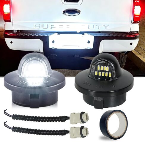 LED License Plate Light Rear Tag Lamp Assembly For Ford F150 F250 F350 F450 F550 Super Duty Ranger Bronco Excursion Expedition, Complete Replacement Kit with Socket Harness & Tape in Kuwait