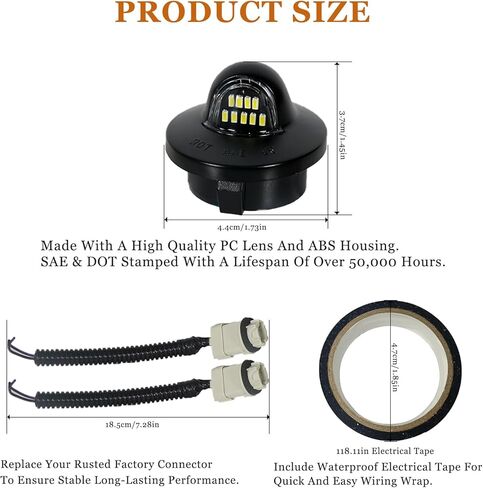 LED License Plate Light Rear Tag Lamp Assembly For Ford F150 F250 F350 F450 F550 Super Duty Ranger Bronco Excursion Expedition, Complete Replacement Kit with Socket Harness & Tape in Kuwait