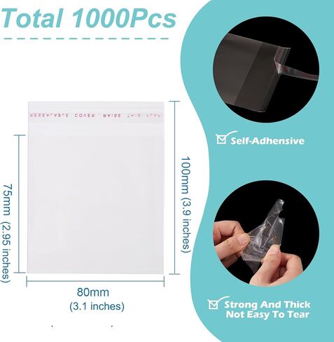 1000 قطعة من أكياس حلوى التشيلو البلاستيكية الشفافة من FASHEWELRY مقاس 3 × 3 ذاتية الغلق من السيلوفان والبوليستر لعيد الميلاد وعيد الفصح وأكياس البسكويت بحجم مغلق لعيد الأب وحفلات الزفاف وحلوى الكوكيز وشمعة الصابون in Kuwait