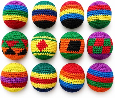 Knitted Footbags Set - Colorful Crochet Foot Bag Kick Balls for Adults and Beginners, Small Kick Sack for Juggling Practice, Indoor Outdoor Games, Party Favors and Group Play in Kuwait