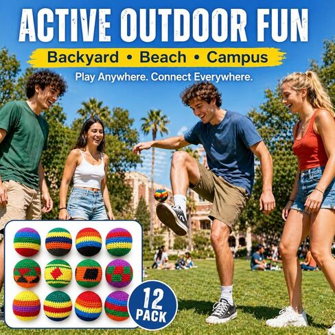 Knitted Footbags Set - Colorful Crochet Foot Bag Kick Balls for Adults and Beginners, Small Kick Sack for Juggling Practice, Indoor Outdoor Games, Party Favors and Group Play in Kuwait