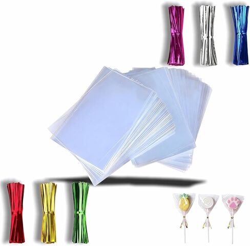 RyanDesign Clear Cellophane Treat Bags with Twist Ties, 3x4 Inches, Food Grade OPP Plastic Bags for Candy, Cake Pops, Cookies, Party Favors, 400 Pack in Kuwait