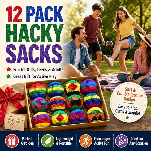Knitted Footbags Set - Colorful Crochet Foot Bag Kick Balls for Adults and Beginners, Small Kick Sack for Juggling Practice, Indoor Outdoor Games, Party Favors and Group Play in Kuwait