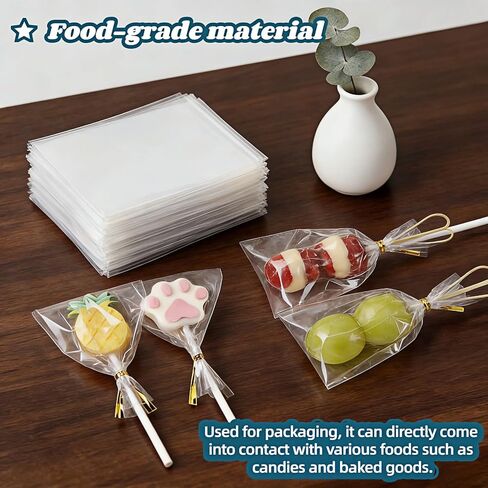 RyanDesign Clear Cellophane Treat Bags with Twist Ties, 3x4 Inches, Food Grade OPP Plastic Bags for Candy, Cake Pops, Cookies, Party Favors, 400 Pack in Kuwait