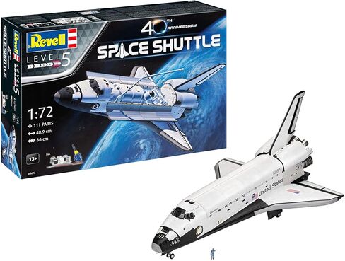 Revell Gift Set 05673 Space Shuttle 40th Anniversary 1:72 Scale Unbuilt Plastic Model Kit with Contacta Professional Glue, Paintbrush & Selected Aqua Color Paints in Kuwait